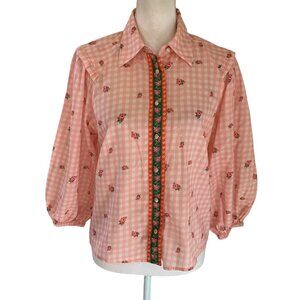 Emily Lovelock Chambray Print Edie Print Blouse Size Medium